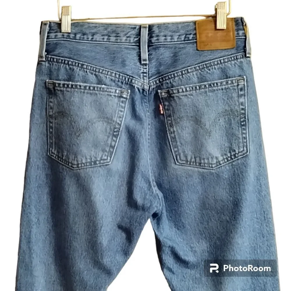 Levi's 501s Distressed Skinny Jeans Button Fly Sz 27x28 - Picture 5 of 12